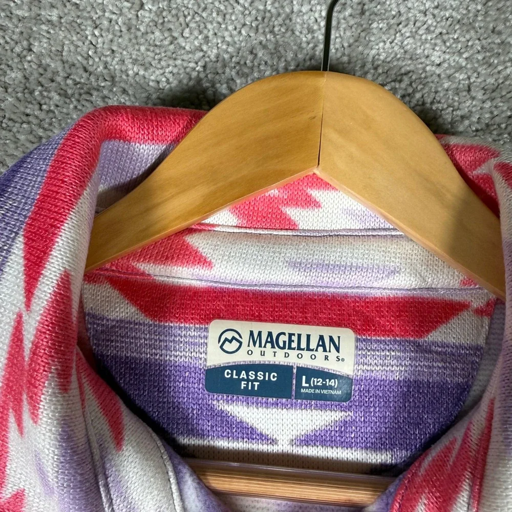 NWT Magellan Outdoors Girls 12-14 Aztec Fleece Pullover Pink Purple Southwestern